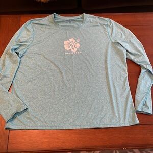 Life Is Good long sleeve. Stretchy. Floral. Tropical. XL. Blue